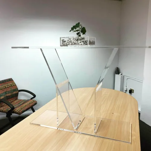 Custom fabricated acrylic plastic lounge room table.